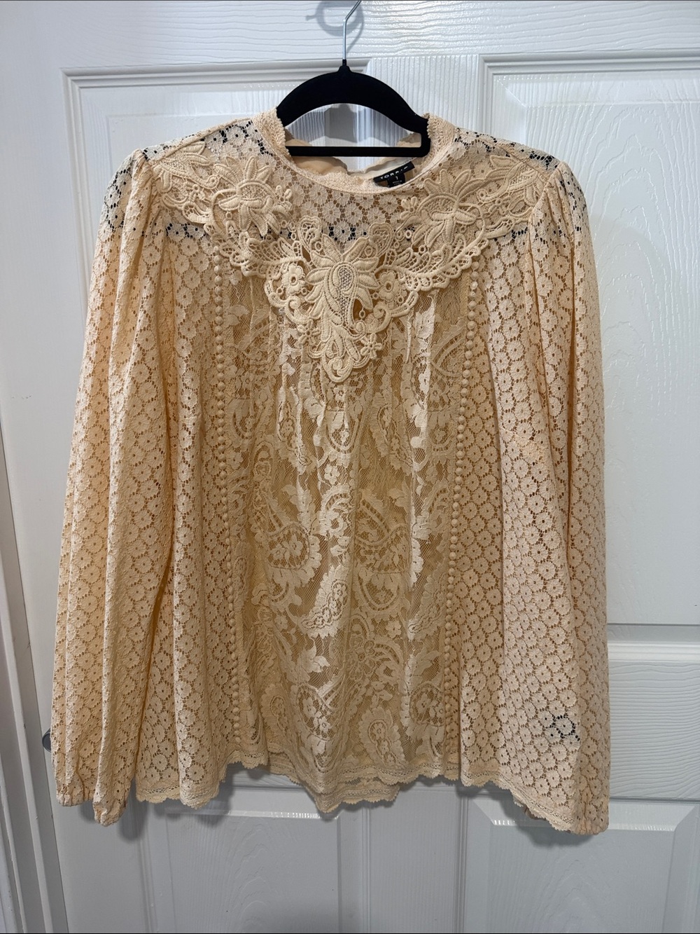 torrid Cream Lace Embroidered High-Neck Blouse